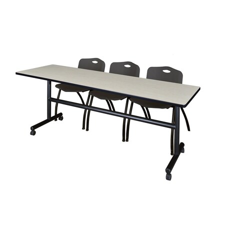 Kobe Rectangle FlipTop Table, 84" W, 29" H, Laminate Top, Maple MKFT8424PL47BK
